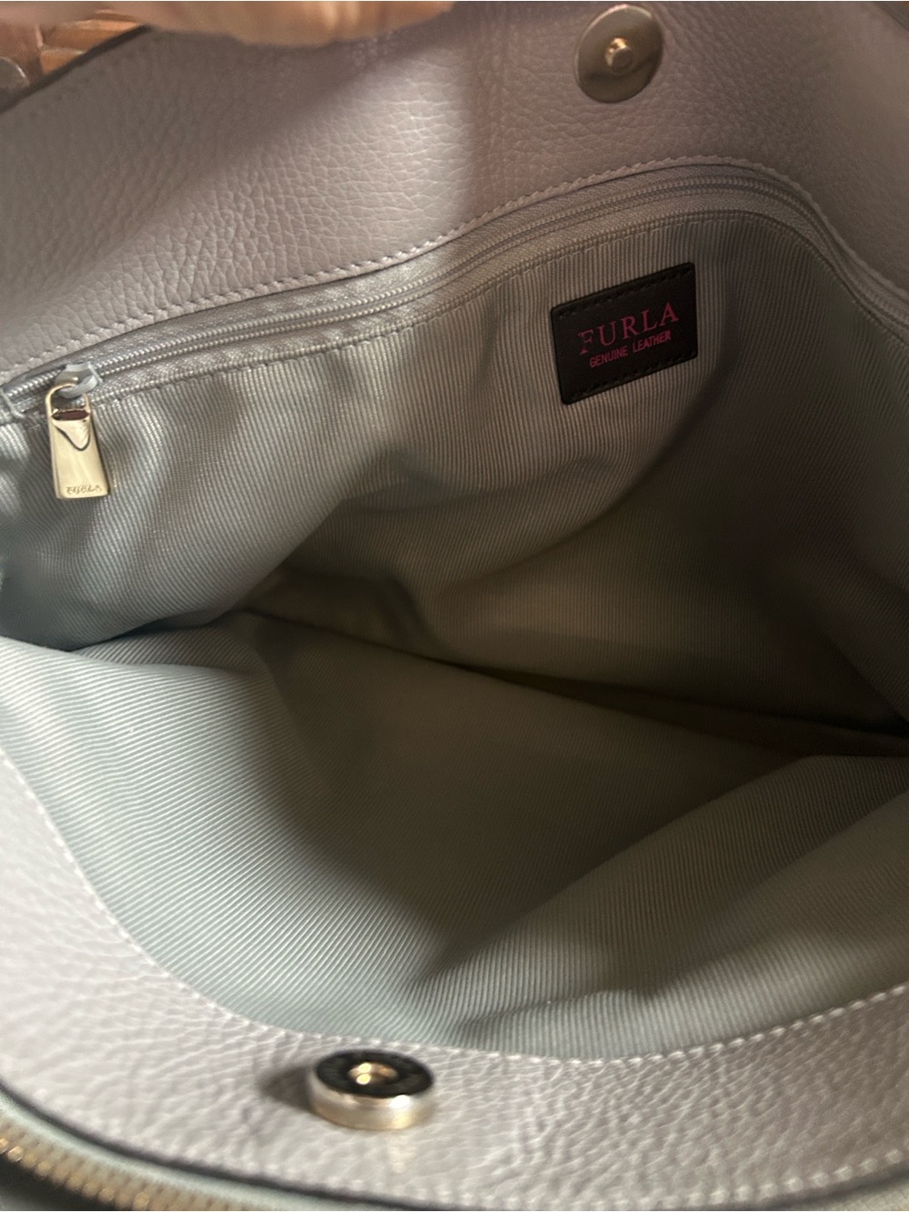 Furla Alba Medium gray pebbled Leather in light Onice gray tote - Picture 13 of 15
